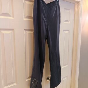 Elie Tahari Navy Embellished Pants - Beaded Fringe Detail - Dressy Chic 10